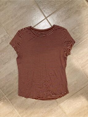 George Rust and White Striped Short Sleeve Tee